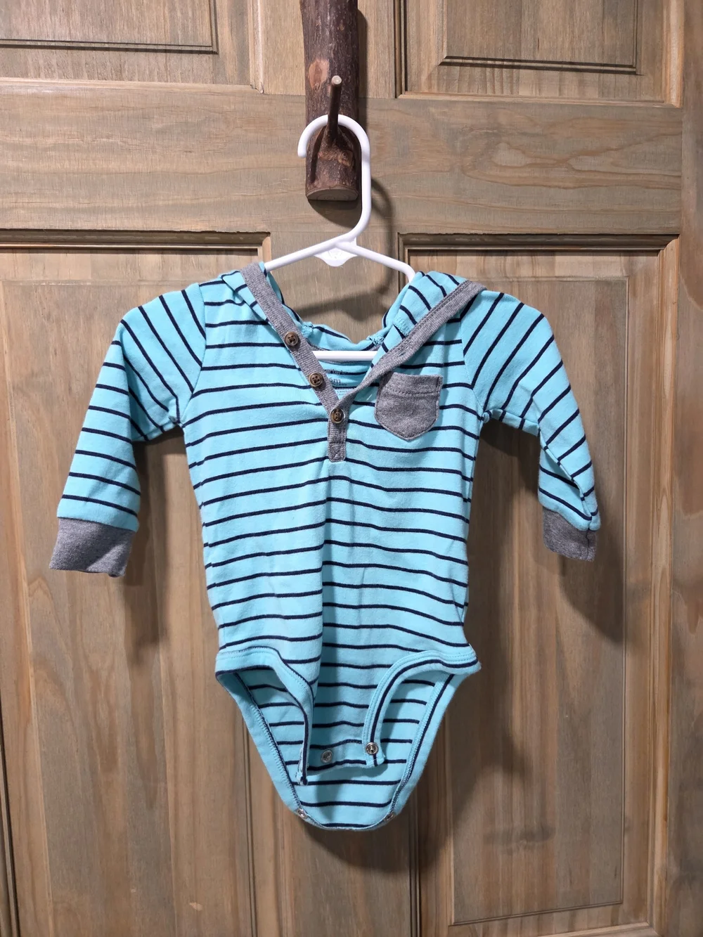 **BUNDLE & SAVE** Carter's Striped Bodysuit in Aqua and Gray With Cute Ears